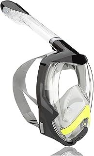 Flyboo Snorkel Mask,180°view Snorkelling Mask with Panoramic Full Face Design-Sports Camera Compatible Diving Mask with Anti-fog and Anti-leak Technology for Adults and Kids