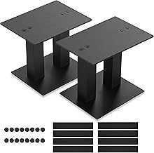 BQKOZFIN Universal Speaker Stands 1 Pair, Desktop Metal Monitor Audio Speaker Stands for Surround Sound & Book Shelf Speakers (Large)