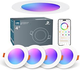 DUSKTEC Recessed LED Downlights Alexa, Smart Spot Lights Ceiling with APP & Voice Control, RGB Colour LED Spotlights 2700K-6000K, 10W Warm White to Cool White Dimmable Ceiling Recessed Lights