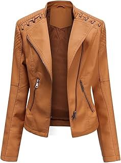 YYNUDA Women's Faux Leather Jacket Zip Up Moto Biker Classic Short Coat Floral Print