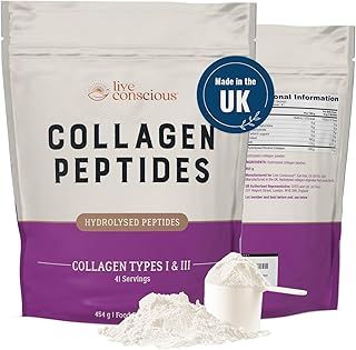 Collagen Peptides Powder - Grass-Fed Hydrolysed Collagen Powder Supplement - Type I and III Unflavoured for Women and Men - 41 Servings - 454g