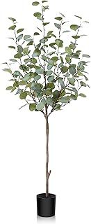 Fopamtri Artificial Eucalyptus Fake Plants 120 cm Faux Eucalyptus Artificial Plants Indoor Outdoor Artificial Tree for Home Garden Office Decoration (1 Pack)