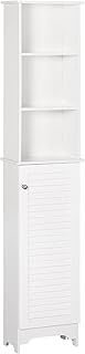 HOMCOM Tall Bathroom Cabinet Storage Cupboard Floor Standing Home Bathroom Furniture w/ 6 Shelves 165H x 34W x 20D cm White