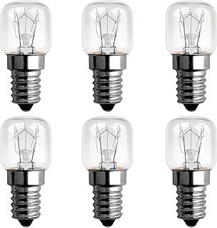 25W E14 Oven Bulb Dimmable, 120LM Warm White 2300K, Oven Light Bulb 300 Degree Heat Resistant, T22 E14 Incandescent Bulbs for Himalayan Salt Lamp, Microwave, Oven and Fridge, 6 Pack