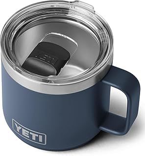 YETI Rambler Mug, Vacuum Insulated Stainless Steel Stackable Mug with Magslider Lid, Navy, 14 oz (414 ml)