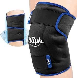 Hilph Knee Ice Pack Wrap Around Entire Knee After Replacement Surgery, Flexible Large Ice Pack for Knee Pain Relief, Reusable Hot Cold Gel Pack for Leg Sports Injuries, Swelling, ACL - Black