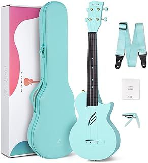 Concert Ukulele Enya Nova U 23” Cutaway Carbon Fiber Beginner Travel Ukulele Kit Waterproof Ukelele with Case,Strap,Capo,Strings (White)