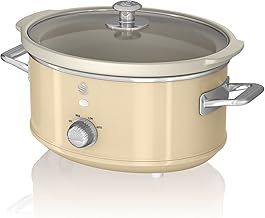 Swan SF17021CN Retro Slow Cooker with 3 Temperature Settings, Keep Warm Function, 3.5L, 200W, Retro Cream