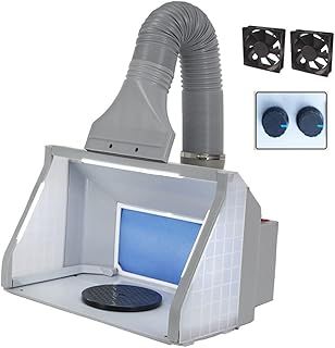 Airbrush Spray Booth with Adjustable Wind and Bright for Hobby Model Crafts Portable Airbrush Booth with Rotary Knob 3 LED Light Large Space Painting Booth