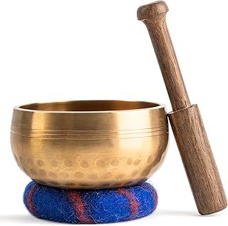 Tibetan Singing Bowl Set — Meditation Sound Bowl Handcrafted in Nepal for Healing and Mindfulness (3.5 Inch Bowl)