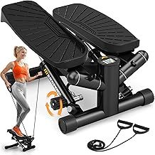 Steppers for Exercise Workout, Mini Stepper with Resistance Bands, Fitness Stair Steppers with 330LBS Loading Capacity, Ultra-Quiet Portable Home Workout Equipment