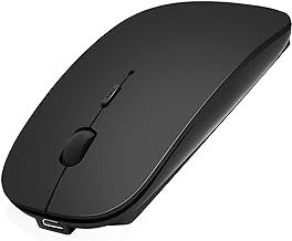 Wireless Bluetooth Mouse for Laptop/Macbook/iPad/iPhone (iOS13.1.2 and Later), Rechargeable Noiseless Mini Mouse Compatible with Android/Windows/Linux Black