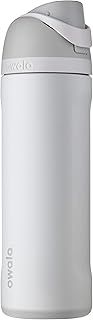 Owala FreeSip Insulated Stainless Steel Water Bottle with Push Button and Built-in Straw, 710 ml, Shy Marshmallow