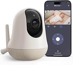 nooie 5G WiFi Baby Monitor Smart Baby monitor with Camera Cry Detection,Temperature Sensor, AI Motion Track,2K Night Vision, Works with Alexa, Two-Way Audio, Motion & Sound Detection Local storage