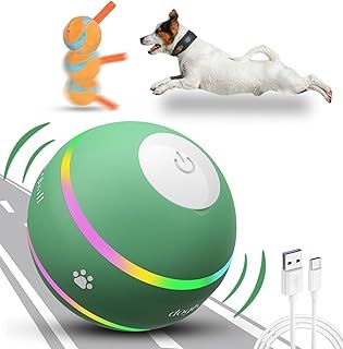 BARHOMO Dog Balls,The 3rd Generation Interactive Toys for Puppy/Small/Medium/Large Dogs,Improved Dog Rolling Effect Tennis Ball with Strap, Tough Motion Activated Automatic Moving Dog Toys (Green)