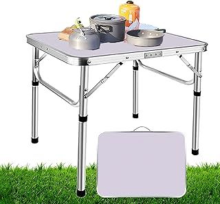 2x1.5ft Picnic Portable Folding Camping Table Aluminum Alloy Frame Foldable Small Desk Barbecue Hiking Travel Table, Lightweight Fold Up with 2 Adjustable Heights of 10.2''/22.05'', White