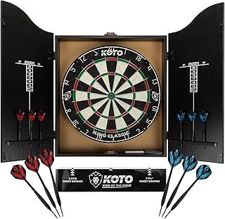 KOTO darts Center Complete Dart Board Set with Cabinet Darts Perfect for Beginners Easy Setup Official Dimensions Professional Support