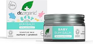 Dr Organic Baby Bum Balm with Calendula, Nappy Rash Cream, Sensitive Skin, Lanolin, Natural, Vegan, Dermatologically Tested, Cruelty-Free, Paraben & SLS Free, Certified Organic, 50ml
