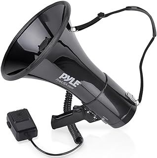 Pyle 50W Megaphone Speaker with Megaphone, Loud Bullhorn Megaphones with Siren & Adjustable Volume, Clear and Long Range Sound, Indoor/Outdoor Use, Perfect for Sports, Coaches, Safety Drills & Kids