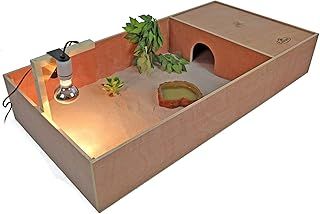 XXL Tortoise & Small Pet Wooden House with Run & Lamp Arm - 1140 x 550 x 200 mm