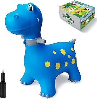 HotMax Dinosaur Bouncy Horse, Inflatable Bouncy Animals Hopper for Toddlers, Ride on Jumping Toys for Baby Girl or Boy Birthday Gift (blue)