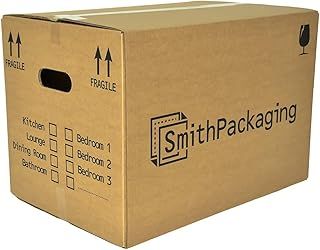SmithPackaging 10 Large Strong Cardboard Packing Moving House Boxes 51cm x 29cm x 29cm with Carry Handles and Room List