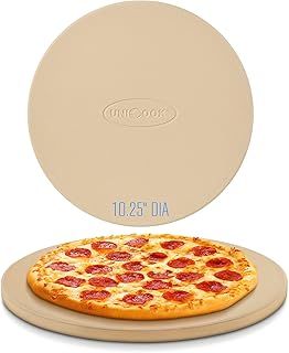 Unicook Pizza Stone, 26cm Round Baking Stone, Small Cordierite Grilling Stone for Oven and BBQ, Perfect Size for Personal Pizza, Ideal for Baking Crisp Crust Pizza, Bread, Cookies and More