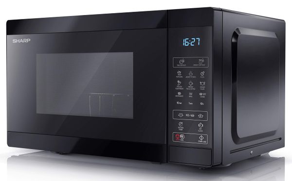 SHARP YC-MG02U-B Compact 20 Litre 800W Digital Microwave with 1000W Grill, 11 power levels, ECO Mode, defrost function, LED cavity light - Black