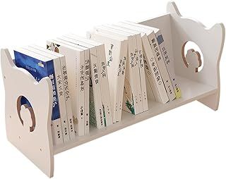 Wood Desktop Bookshelf, Children's Tilt Bookcase Simple Book Organiser, Bookshelf Storage Display Rack for CDs/Magazine/Books (White)