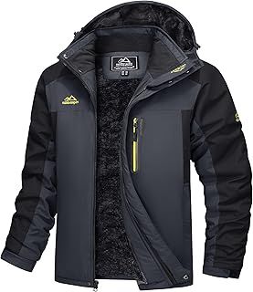 TACVASEN Men's Waterproof Hiking Fleece Jacket Warm Outdoor Skiing Ice Skating Hoodie