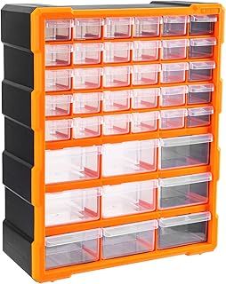 Amazon Basics Wall-Mounted Hardware and Craft Storage Cabinet Drawer Organiser, 39 Drawers, Black, 38 x 15.9 x 47.3 cm (LxWxH)