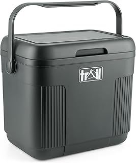 Trail 22L Cool Box with Ice Freezer Blocks, Insulated Hard Cooler for Hot Cold Food Drink, Picnic Camping Beach Festival BBQs, Food Safe BPA HDPE Free Liner, 48hr Cooling Time (W42cm x D29cm x H37cm)