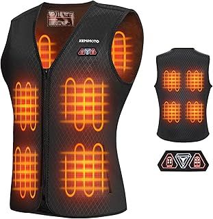 KEMIMOTO Women's Heated Vest, Rechargeable Heated Vest 3 Stalls Adjustable Temperature Warm Jacket, Electric Heated Gilet 8 Heating Zones, Outdoor Motorcycles Activities(Battery Pack Not Included)