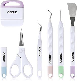 OSDUE 6 PCS Vinyl Weeding Tools, Craft Weeding Tools Set, Stainless Steel Plotter Accessories for Cricut/Silhouette/Siser/Oracal 631 651 751 Vinyl