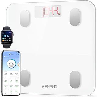 RENPHO Scales for Body Weight, Smart Weighing Scales with High Precision Sensors Bathroom Scales, 13 Body Composition Analyzer Track Monitor with App for BMI, Muscle Mass, White, Elis 1