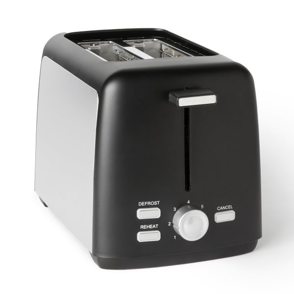 Amazon Basics Toaster 2 Slice with 7 Shade Settings and Removable Crumb Tray, Extra Wide Slots, 800W, Black