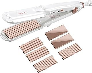 Hair Crimper, Professional Hair Crimpers for Women with 4 Interchangeable Ceramic Plates, Wide Plate Hair Straightener & Styling Tool for All Hair Types