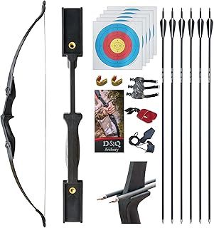 D&Q Recurve Bow and Arrow Archery Set for Adult Junior Beginner Outdoor Training Target Practice Toy 30 40Lbs Takedown Bow Kit with Arrows Target Faces Left Right Hand (30lbs)