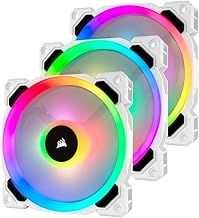 Corsair LL120 RGB 120mm Dual Light Loop PWM RGB Fans - Triple Fan Kit with Lighting Node PRO - White