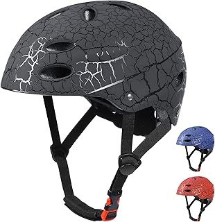 Kids Bike Helmet, Crash Style Boys and Girls Helmet, Adjustable Breathable ABS Hard Shell Skateboard Helmet for 5-14 Ages Children and Teens, Scooter Helmet for BMX Cycling, Biking,Inline Skating