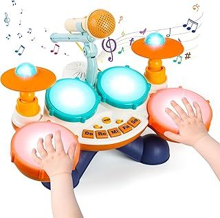 Kids Drum Kit, Baby Musical Instruments Drum Set Toys for Toddlers, Percussion Instruments Musical Drum Toys Birthday Gifts for 1 2 3 Year Old Boys and Girls
