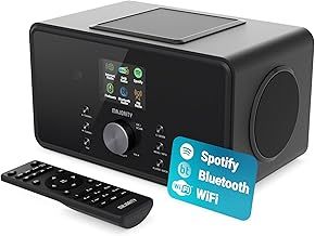 Bluetooth Internet Radio with DAB+ | 100 Watt 2.1 Speakers with In-Built Subwoofer | FM Radio, Spotify Connect, Podcasts | AUX & USB | Dual Alarm, 90+ Presets & Remote Control | MAJORITY Bard (Black)