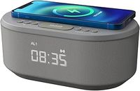i-box Alarm Clocks Bedside, Alarm Clock with Wireless Charging, Bluetooth Speaker, Radio Alarm Clock, Fast Qi Wireless Charger, Mains Powered, FM Radio, USB Charging Port, Dimmable, Non Ticking