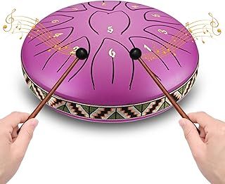 Steel Tongue Drum 6 Inch11 Notes, Handpan Drum D-Key Percussion Instrument for Meditation Entertainment Musical Education Kids Gift