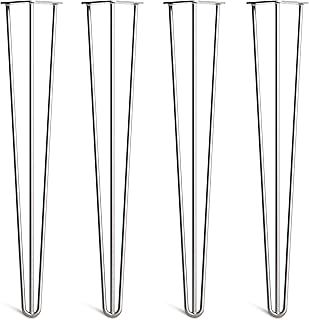 [HLC] 4 x Hairpin Table Legs – Superior Double Weld Steel Construction With Screws, Build Guide & Protector Feet Worth £8 Included! – 10mm Steel [28"/71cm,Raw]