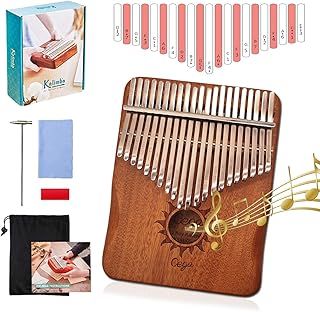 21 Keys Kalimba Marimba Portable Finger Piano Mbira Music Instrument Thumb Piano Music Keyboard with Tune Hammer Gift for Children Adults Beginners Sun Form
