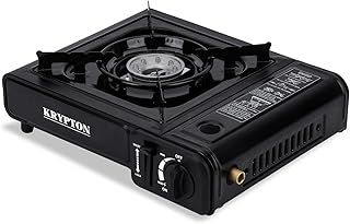 Krypton Portable Gas Stove Single Burner - Stainless Steel Top, Dual Safety Valve, Over-Pressure Protection - Camping Stove - Plastic Case, Die-Cast Aluminium Burner, Butane Gas - Outdoor and Indoor