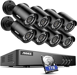 ANNKE CCTV Camera System Outdoor, Smart Human/Vehicle Detection, 8 x 1080P Security Bullet Cameras and 3K Lite 8CH Surveillance DVR with 1TB HDD,Dual-light with Color Night Vision,IP67 Weatherproof
