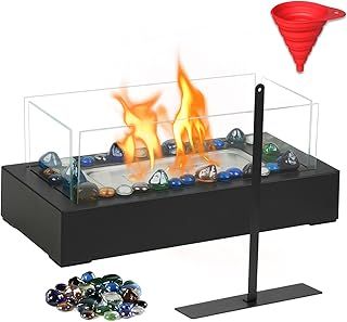 BRIAN & DANY Table Top Fire Pit, Bio Ethanol Tabletop Fireplace for Indoor and Outdoor Use, Black