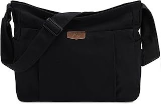 Kasgo Canvas Messenger Bag, Large Lightweight Crossbody Shoulder Bag Casual Laptop Satchel Hobo Bag Tote for Women Men College Work Travel